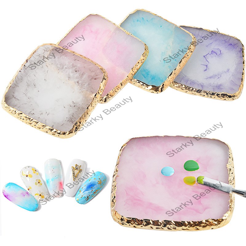 New tools Japanese magazine paragraph square resin imitation agate smudge palette