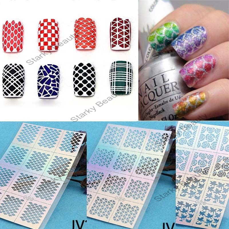 DIY Hollow Nail polish nail stencil sticker