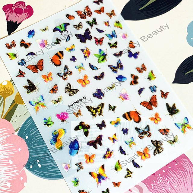 4D Colorful butterfly Floating butterfly 3D Back glue Nail sticker