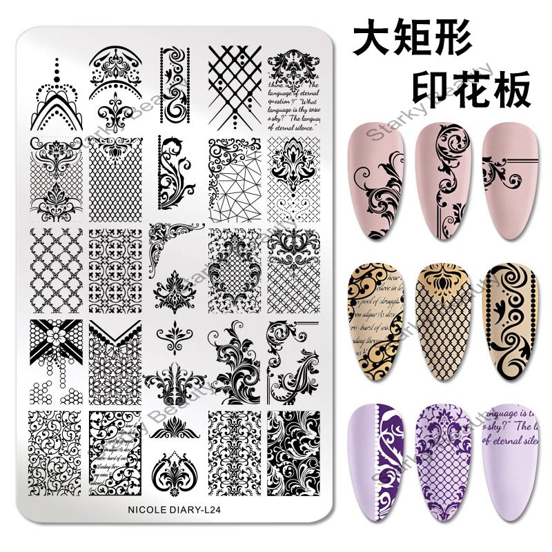 Nail art printing steel plate flower letter printing template