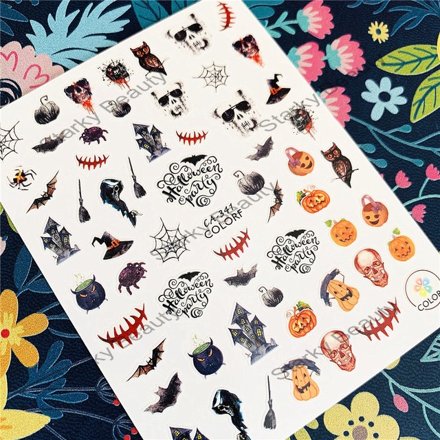 Halloween tyle Nail Art decorations 3D nail decals wraps art stickers