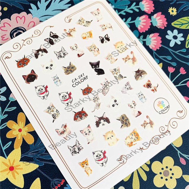 Cartoon Cats Nail Water Decals Boxer Dogs Nail Art Tattoo Nail Sticker Manicure Decoration