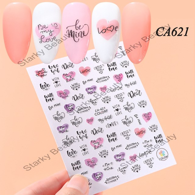 3D Adhesive Nail Art Stickers Black Letter Sliders For Nails Word Stickers Manicure Decorations