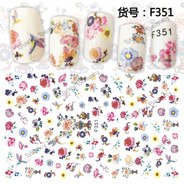 F Series New Design Lovely Flower Nail Decals