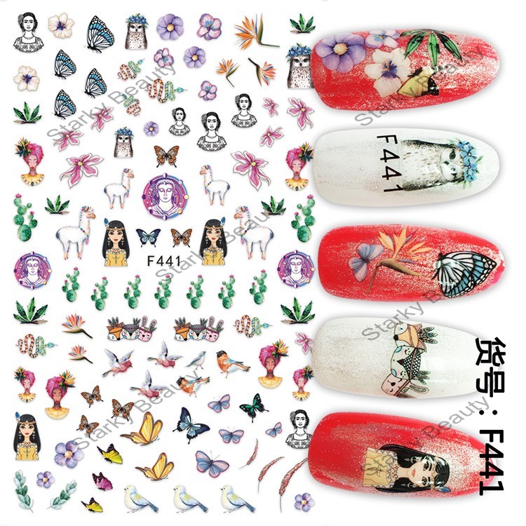 Nail art supplies 2018 Newest F series coloful nail stickers