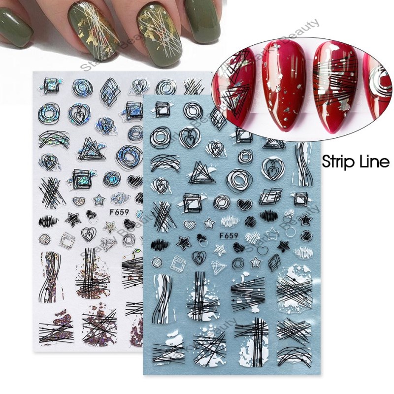 2022 3D self-adhesive gold silver laser nail art sticker