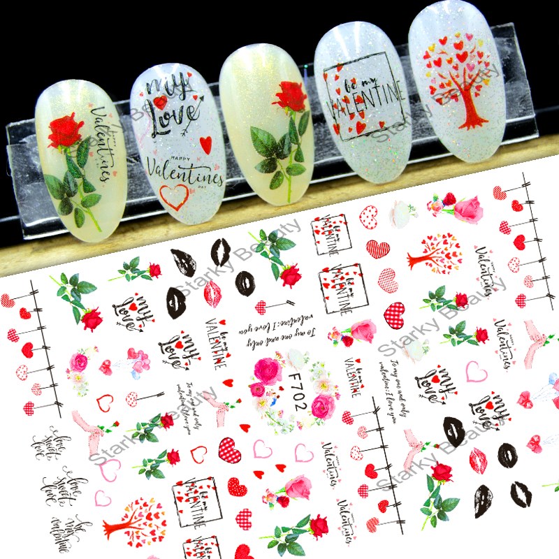 Self-adhesive 3d Nail Stickers Valentine