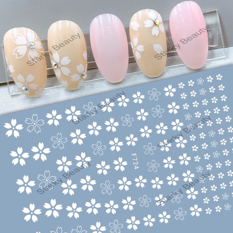 Flower golden white spring new nail stickers nail decals