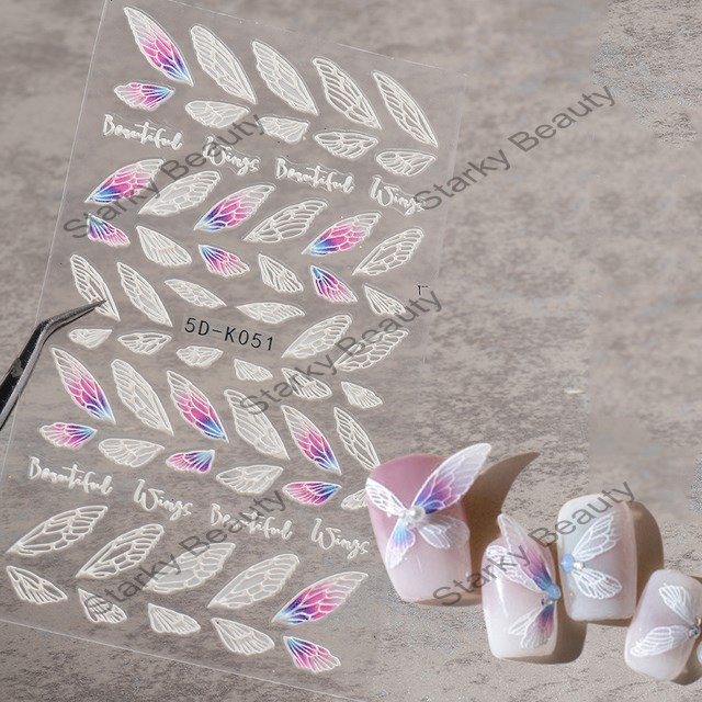 5D Thin Relief Various Flowers Cat Dog Ice Cream Adhesive Nail Art Stickers