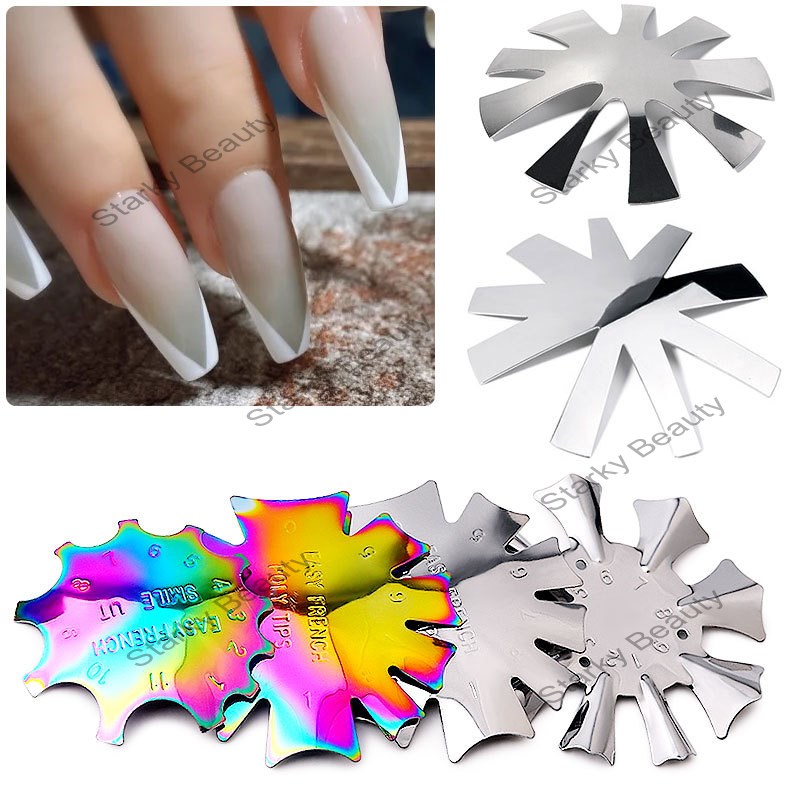 Color-plated French manicure steel plate model Crystal nail making stainless steel template