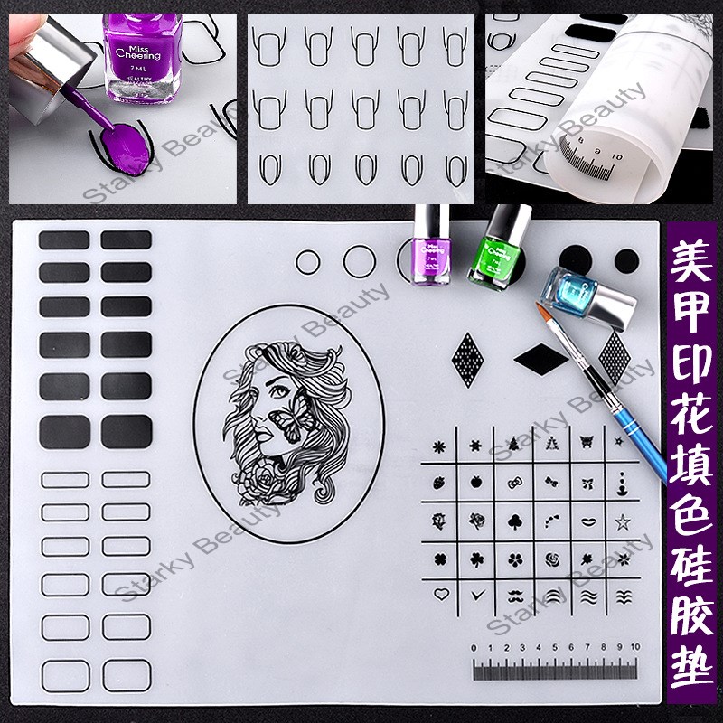 Pollution prevention Nail art stamping silicone mat nail polish pads