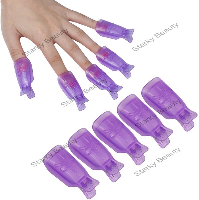 new 10pc Plastic Wearable Nail Art gel polish remove Soaker Off Clips