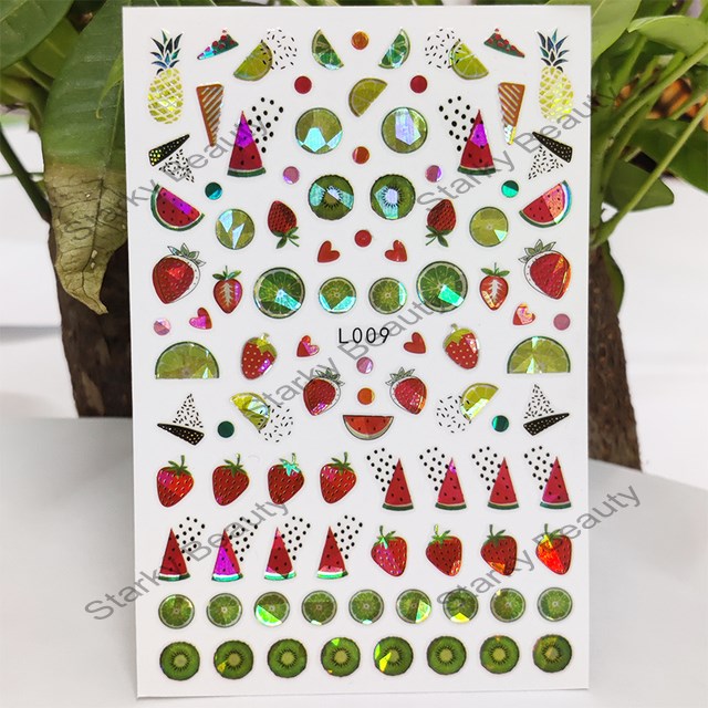 Laser fruit 3d nail art sticker