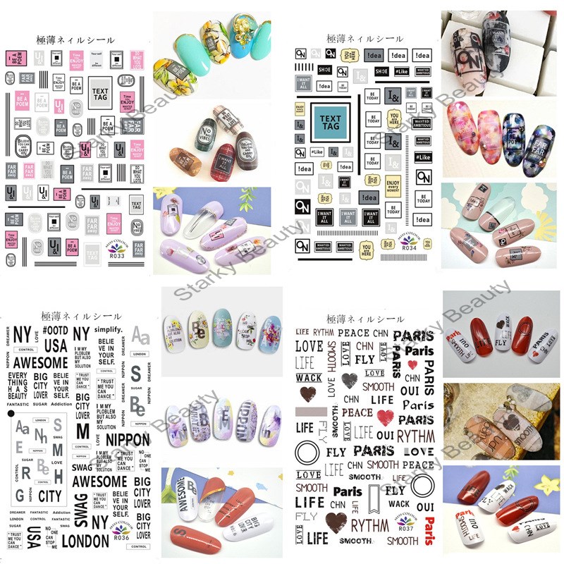 R series ultra-thin adhesive English alphabet nail stickers nail decals