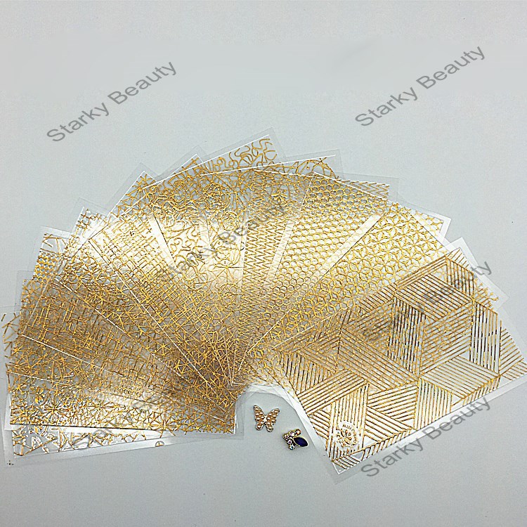 Gold silver laser nail 3d sticker