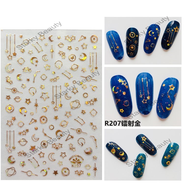 Gold Laser 3d nail sticker