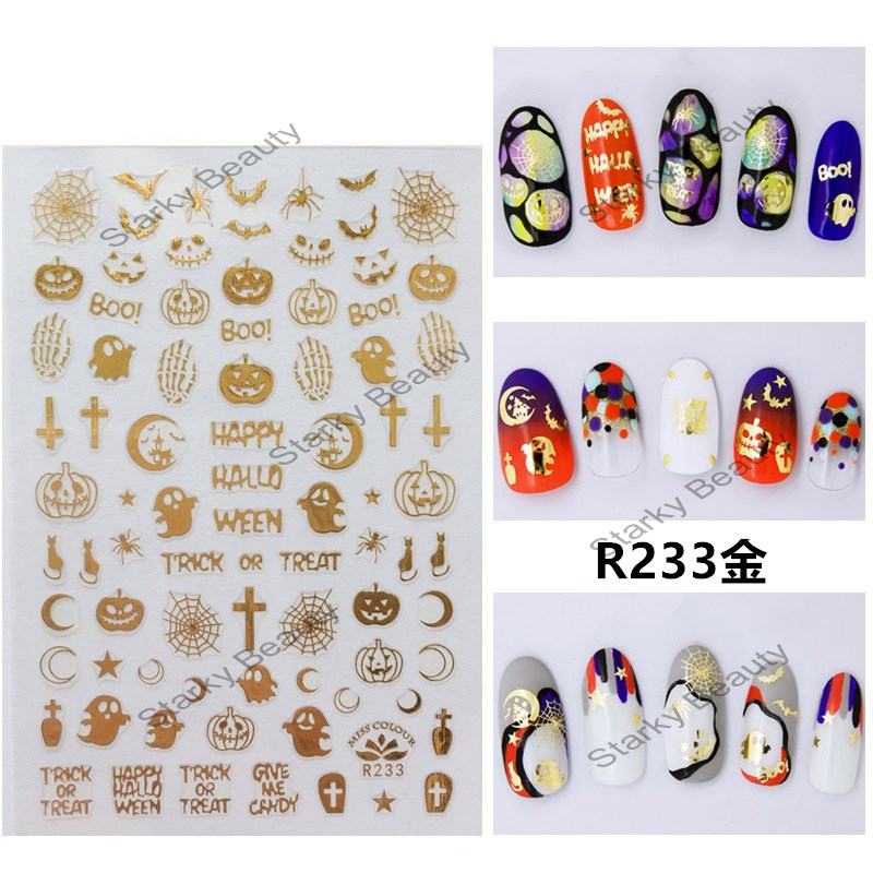 halloween gold and silver nail stickers