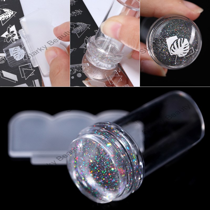 2.3cm Nail Stamper Glitter Nail Art Clear Jelly Stamp Tools