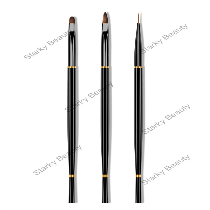 3pcs Black Gold Nail Art Pen Set with Lid