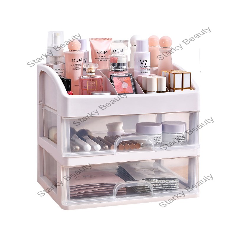 Cosmetic desktop storage box, multi-layer drawer type household dustproof storage box