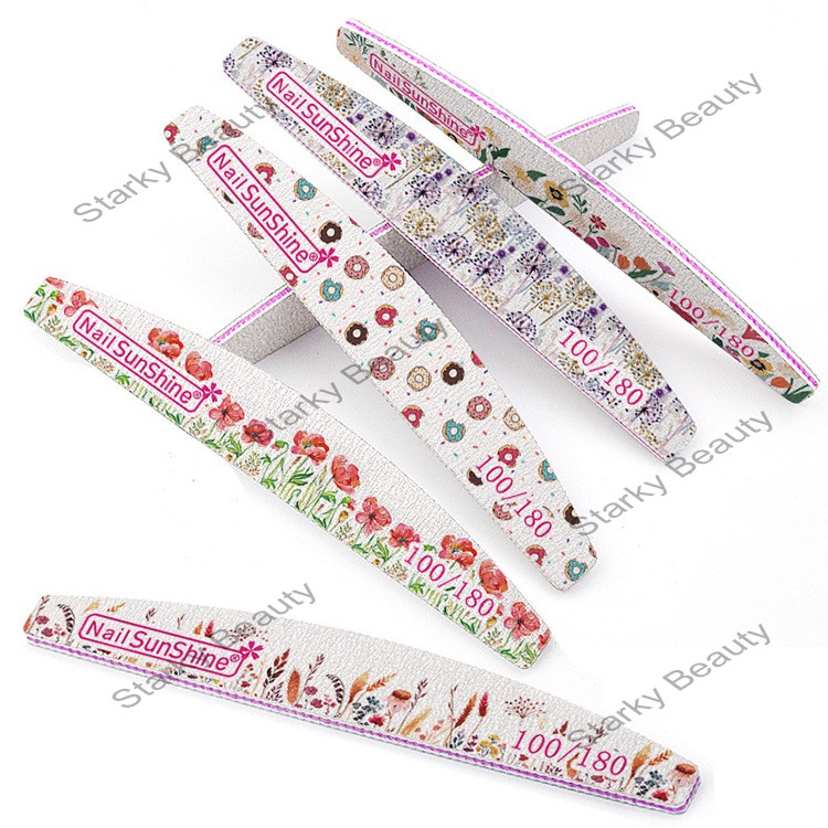 gray white Nail file purple heart flower rubbing sandpaper polishing file