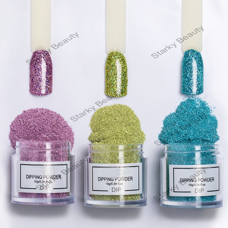 French Glitter Dipping Powder 12 Colors Sparkling Powder Nail Art Sequin Nail Powder