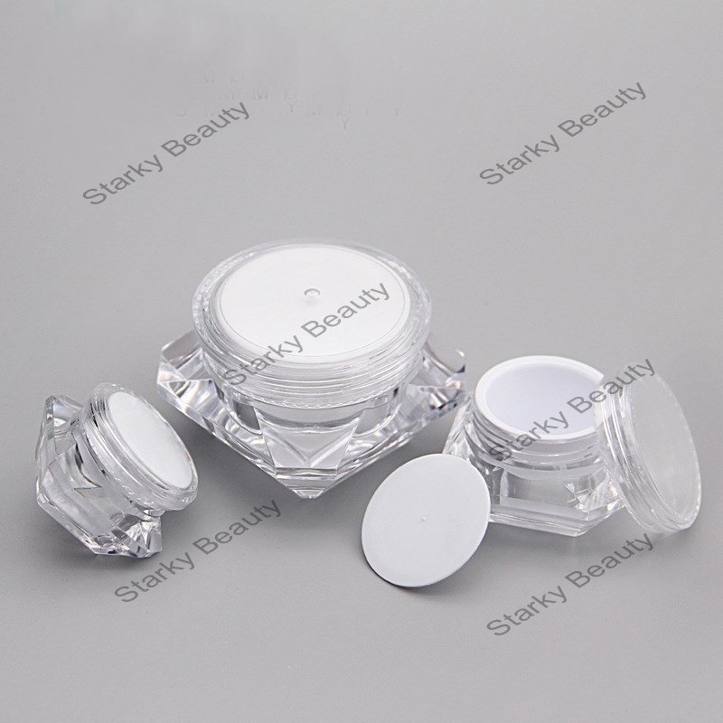 5G 10G 15G 20G Acrylic multi-corner diamond transparent cream nail bottle