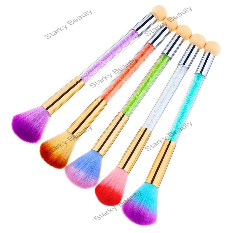 double usal gradient nail powder brush with sponge head