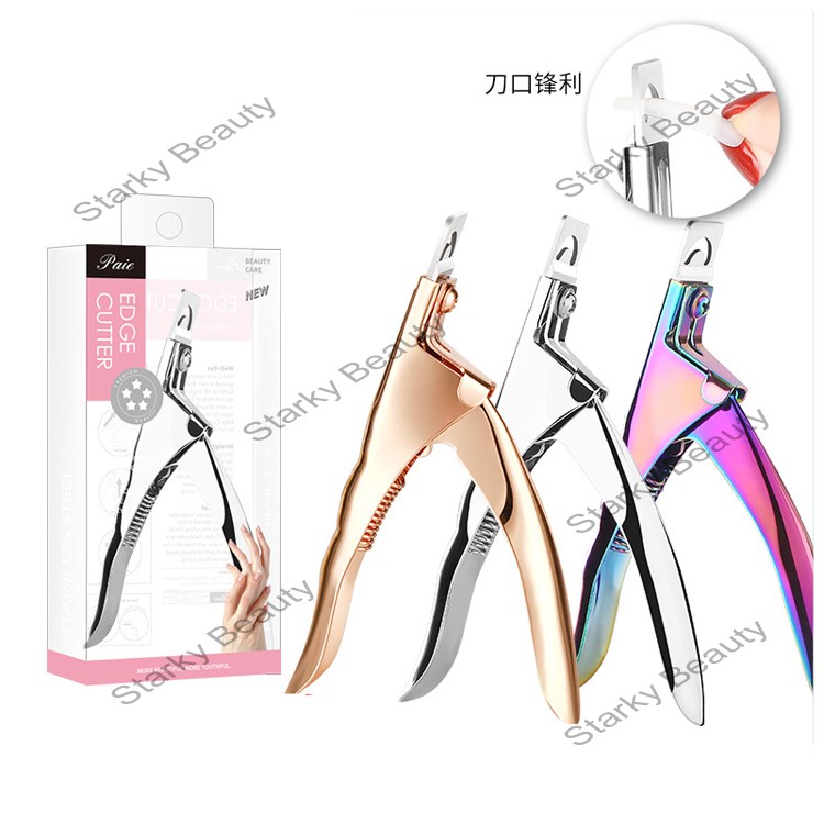 Rainbow Stainless Steel False Nail Tips Clipper Cutter Trimmer Remover Edge