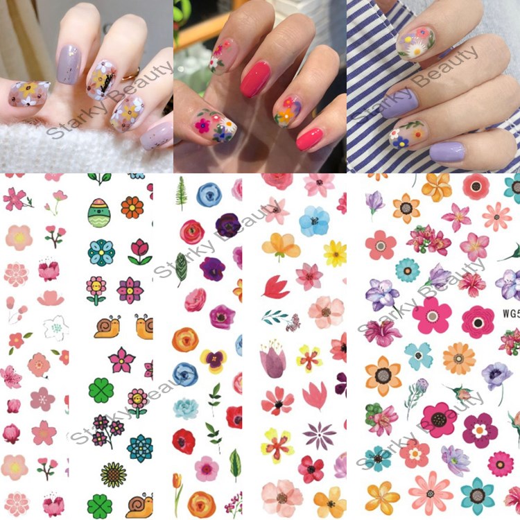 2021 spring flower nail stickers color simply flower nail stickers