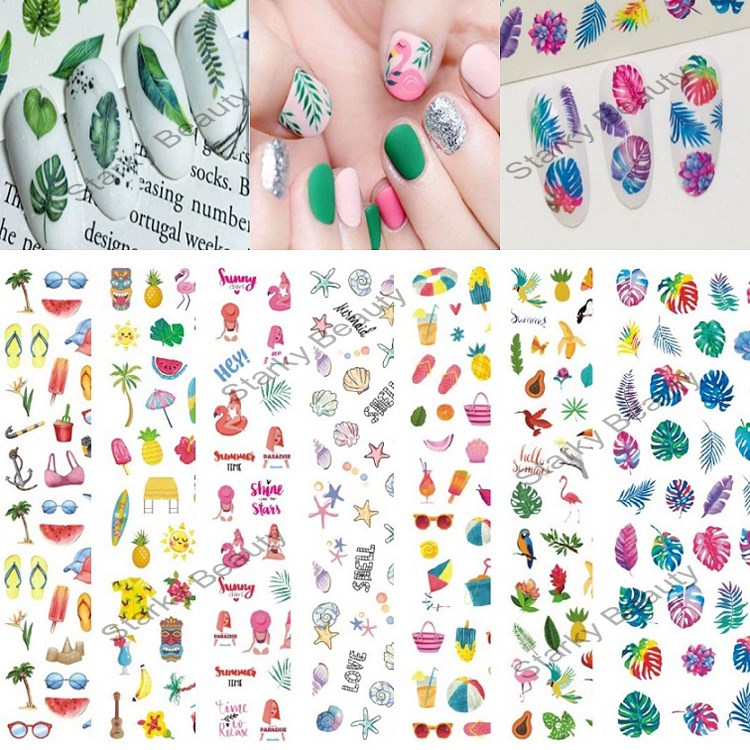 2021 new summer nail stickers color leaves nail stickers