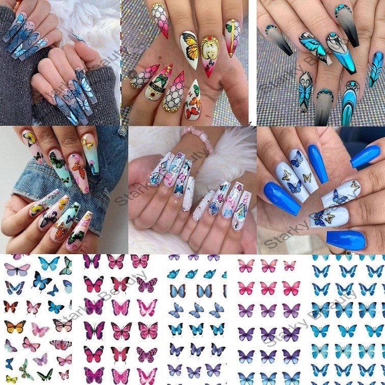 2021 laser butterfly new nail stickers colorful nail stickers