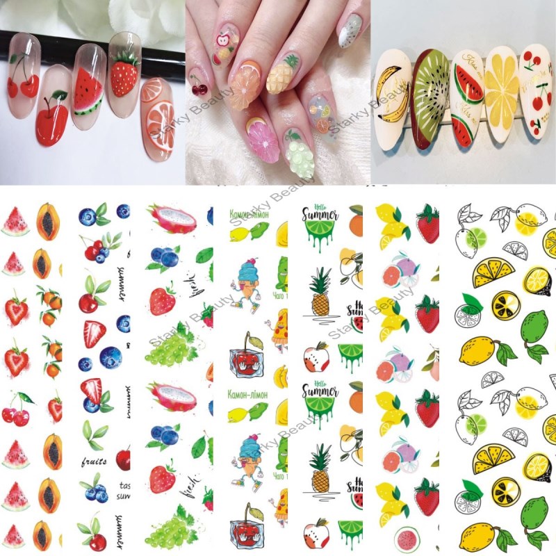 Cherry Strawberry Watermelon Papaya Fruit Nail Art Sticker