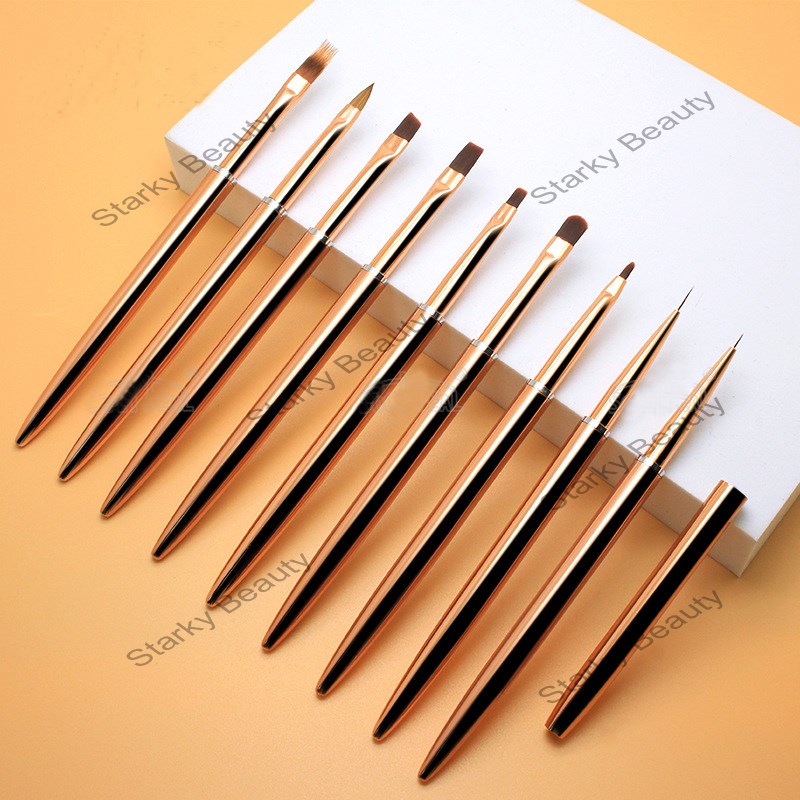 High Quality Metal Gold/White/Black/Silver Nail Brush Acrylic Gel Liner Crystal Brush