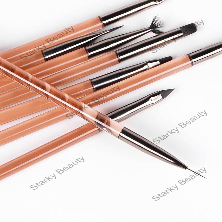 Acrylic Brown Rod Nail Brush Set Drawing Pen