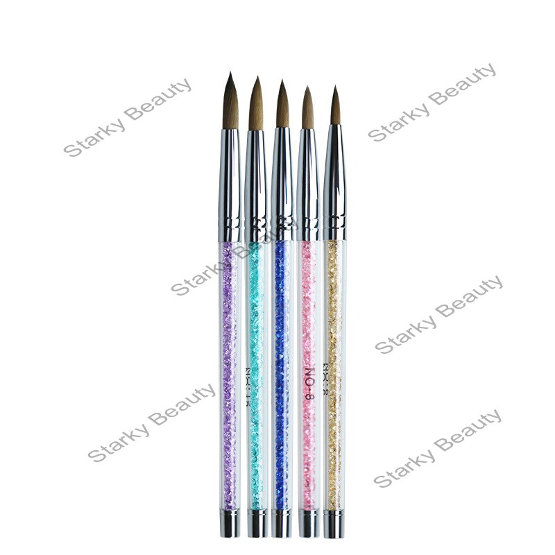 Acrylic Nail pen with diamond 5pcs round head crystal nail brush set