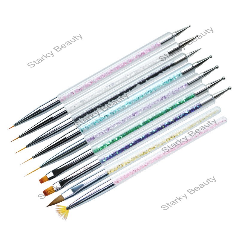 Nail Brush Tool Acrylic 9pcs Color Painting Flower Drawing Line Nail Pen Set