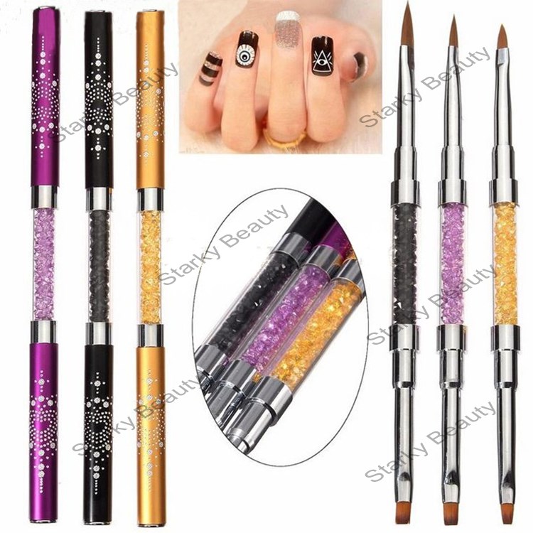 Nail UV Gel Art Paiting Design Rhinestone Two Way Nail Brush