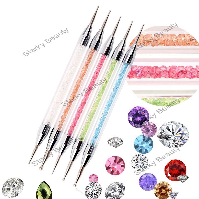 5pcs nail art tools, including decorative flower pens, crochet drill rods