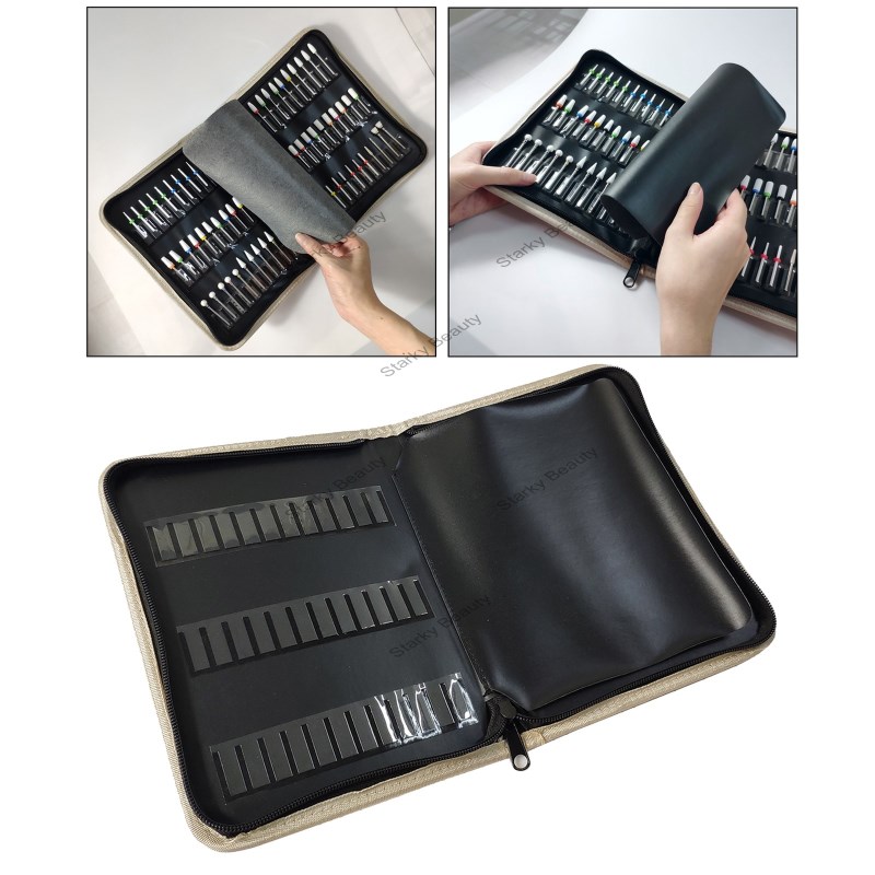 high-end nail drill bits storage bag can hold 72 pieces of nail supplies