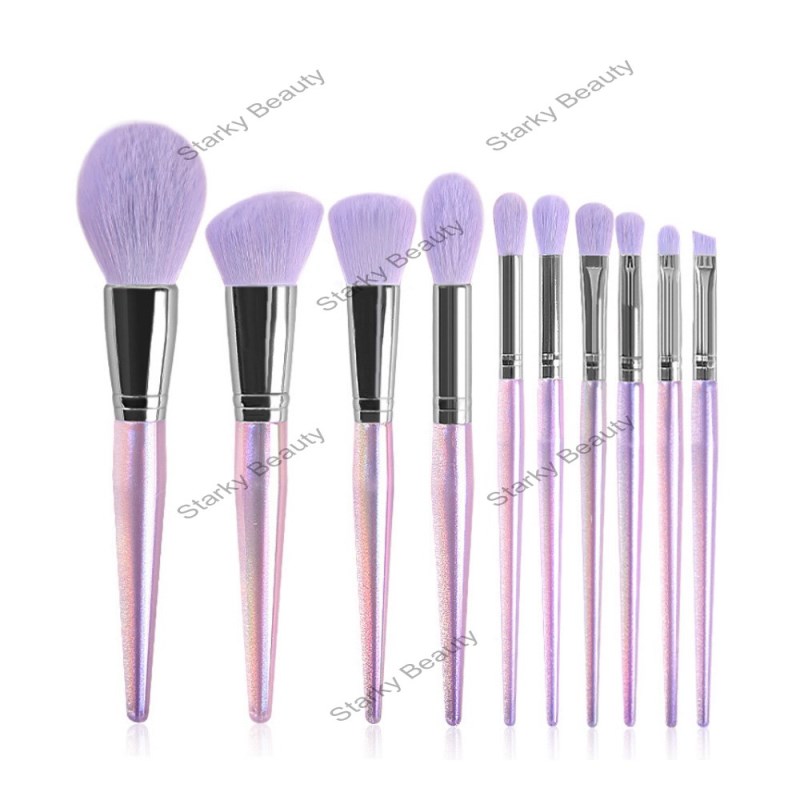 10 Amethyst Makeup Brush Set Full Soft Moonlight Glass Makeup Brush Set