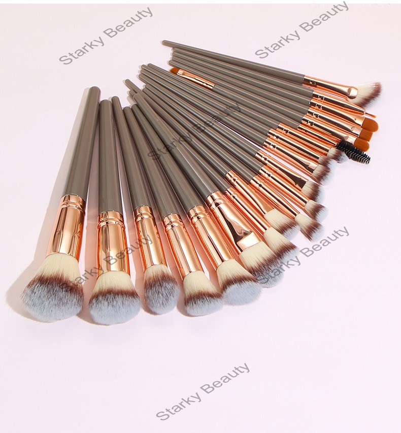 New makeup brush set of 20 brown fiber hair full set of loose powder eye shadow repair beauty makeup