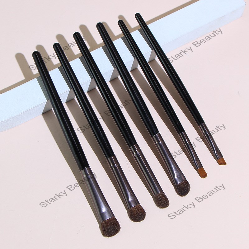 New 6 eye animal hair black pony hair long rod large eye shadow brush set