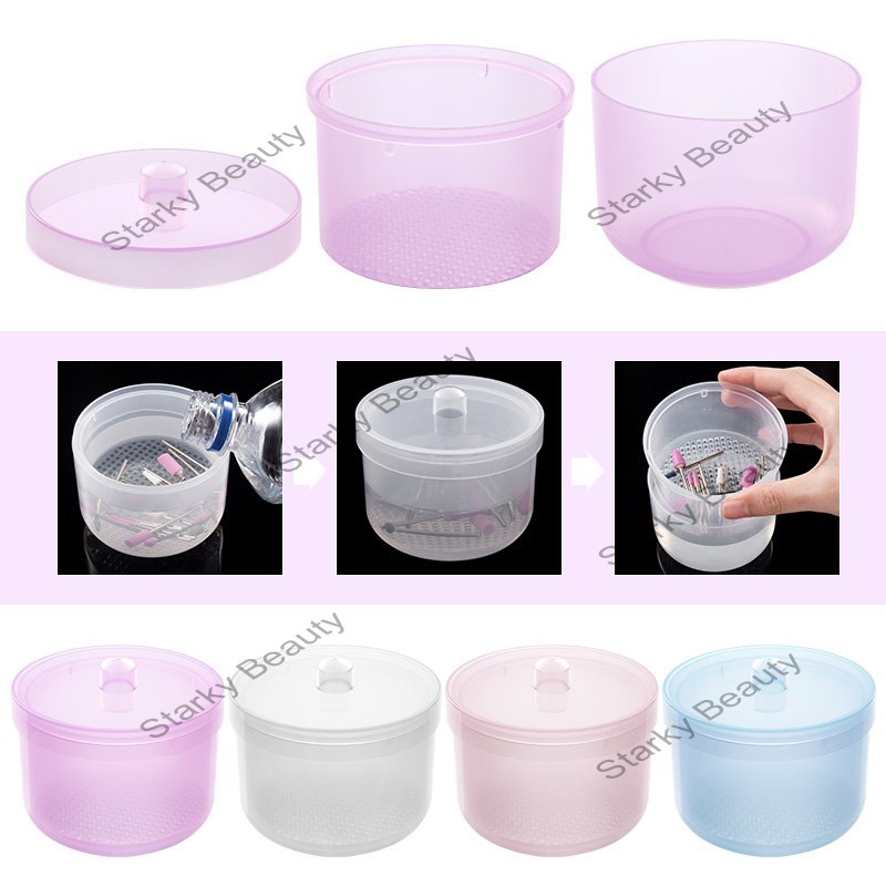 Nail Disinfection Storage Box Nail Drill Bits Clipper Cutter Tweezers Accessories Clean Container