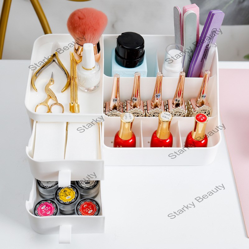 Nail tool storage box simple cotton pad pen dust brush desktop multi-layer pen holder