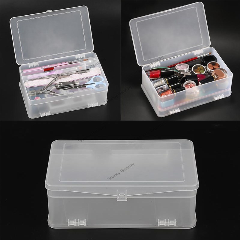 Nail tool double-layer storage tool box can hold nail polish double-layer compartment storage box