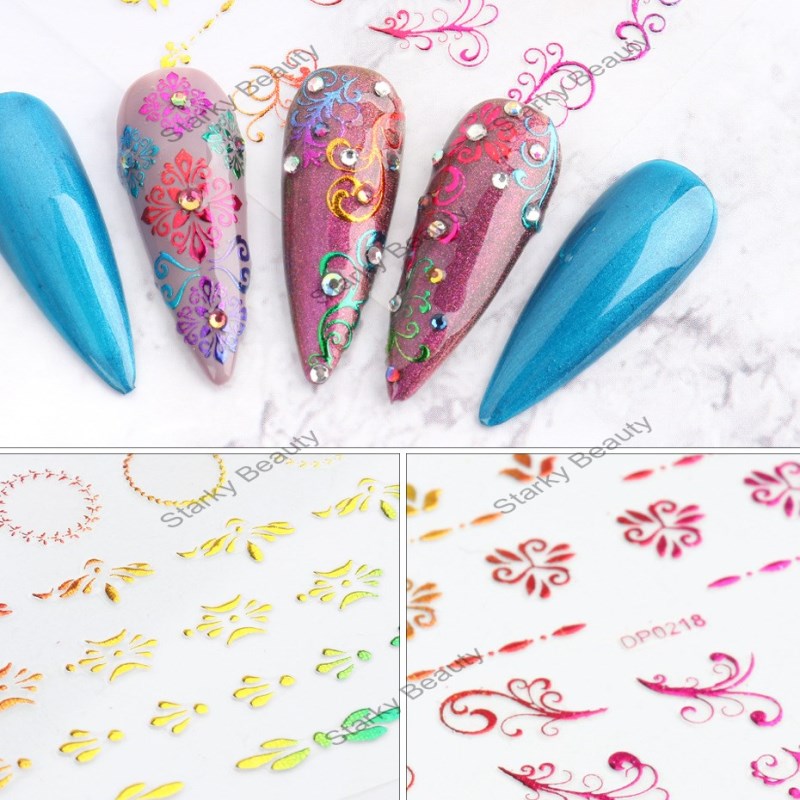 Nail Art Sticker Adhesive 3D Color Printing Color Hot Flower Nail Decoration