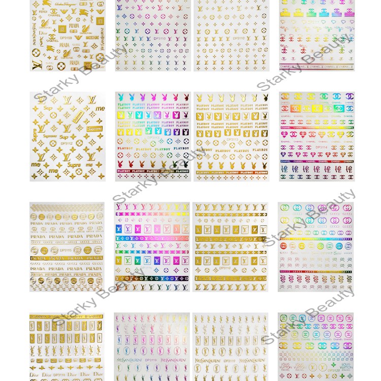 2022 Brand logo Laser Gold Nail Sticker For Nail Art