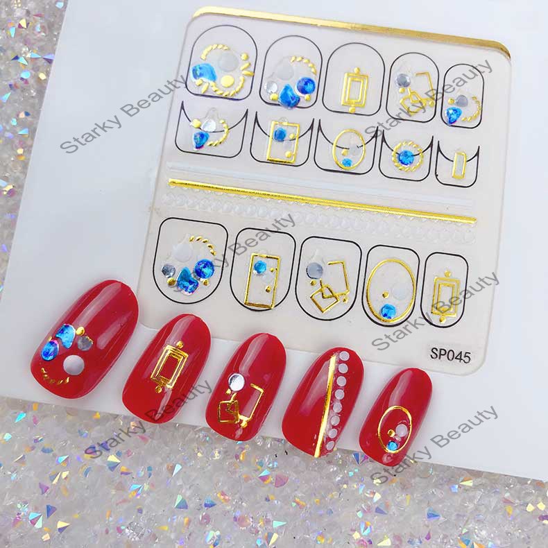 Nail Stamping Sticker 3D Adhesive Nail Art Jewelry Metal Chain Nail Decorative Sticker