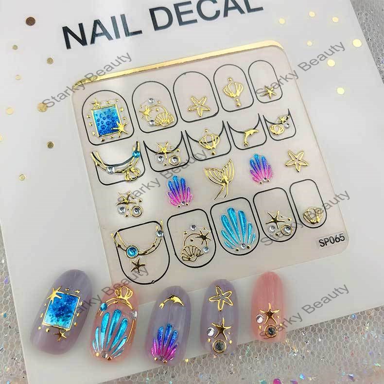 3D Laser Flower Grass Lace Waterproof Nail Stickers